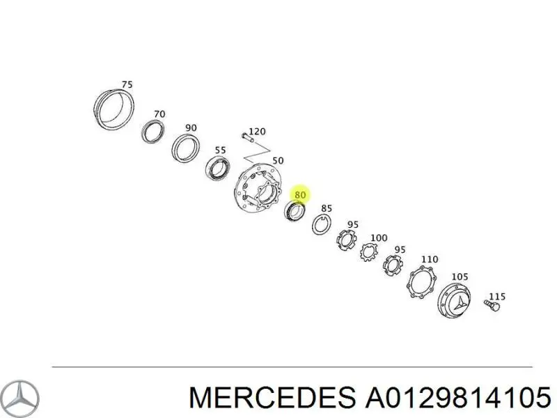 Підшипник маточини задньої Mercedes A0129814105 ціна, від 36.36 USD