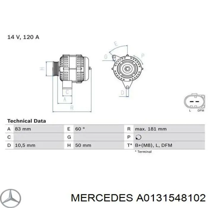 Генератор Mercedes A0131548102 ціна, від 112.29 USD