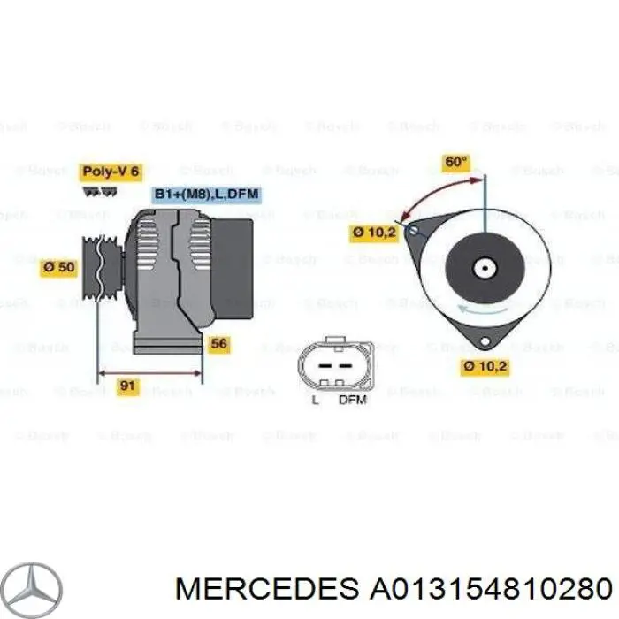 A013154810280 Mercedes Авто генератор