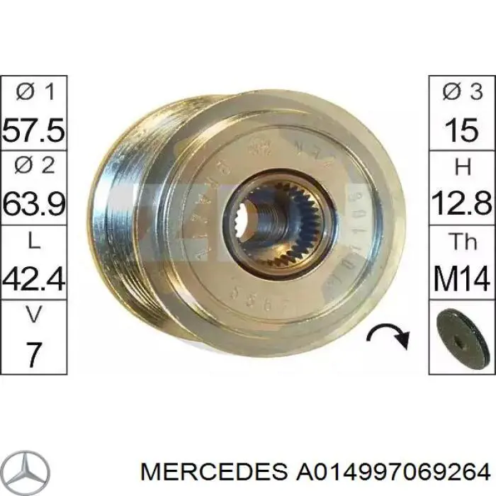 A014997069264 Mercedes ремінь приводний, агрегатів