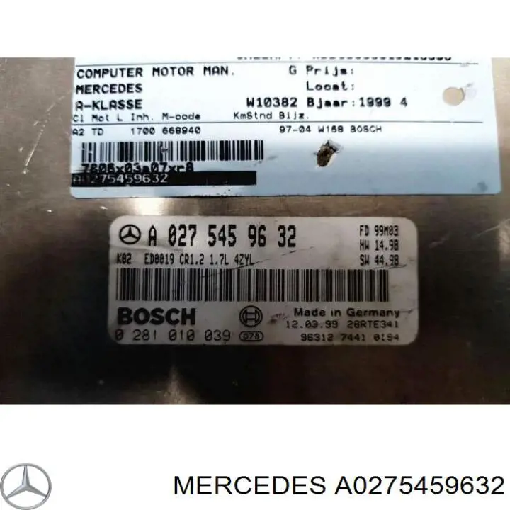 Електронний блок керування двигуном A0275459632 Mercedes