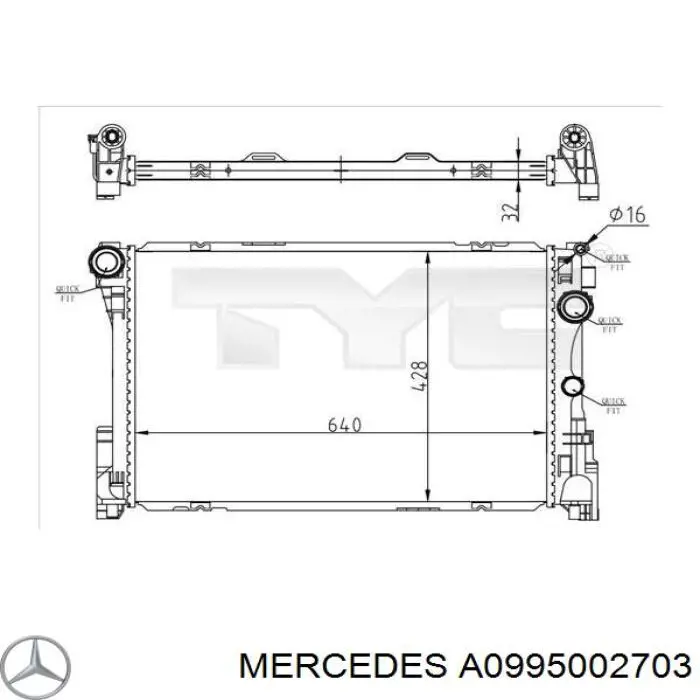 Купити A0995002703 Mercedes Радіатор двигуна