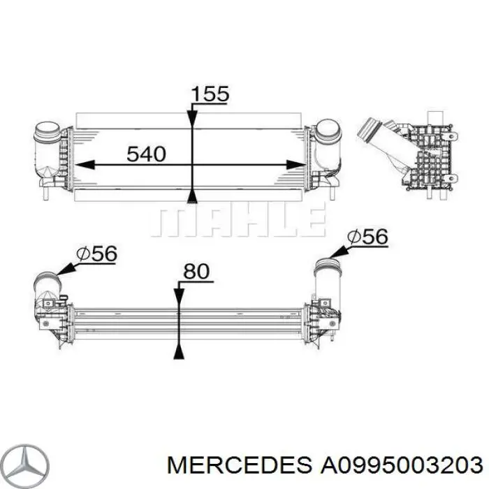 Радіатор охолодження двигуна, правий на Mercedes ML/GLE (W166)