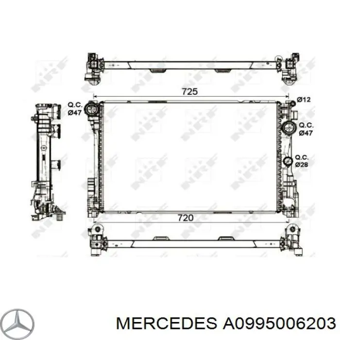 A0995006203 Mercedes радіатор охолодження двигуна