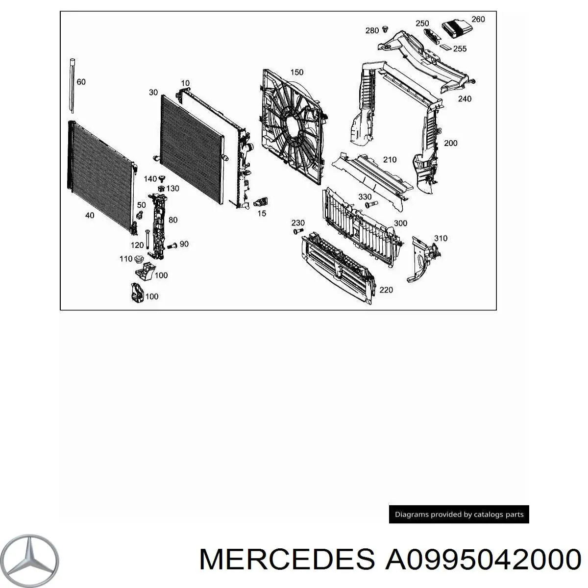 Кронштейн радіатора правий Mercedes A099504200064 ціна, від 29.26 USD