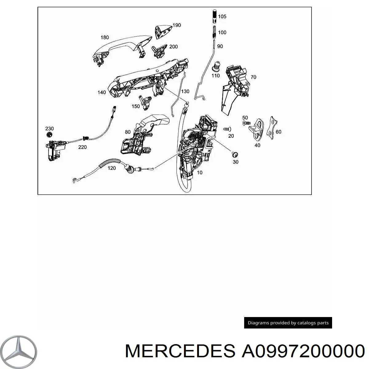 Замок передніх пасажирських дверей Mercedes A0997200000 ціна, від 46.87 USD