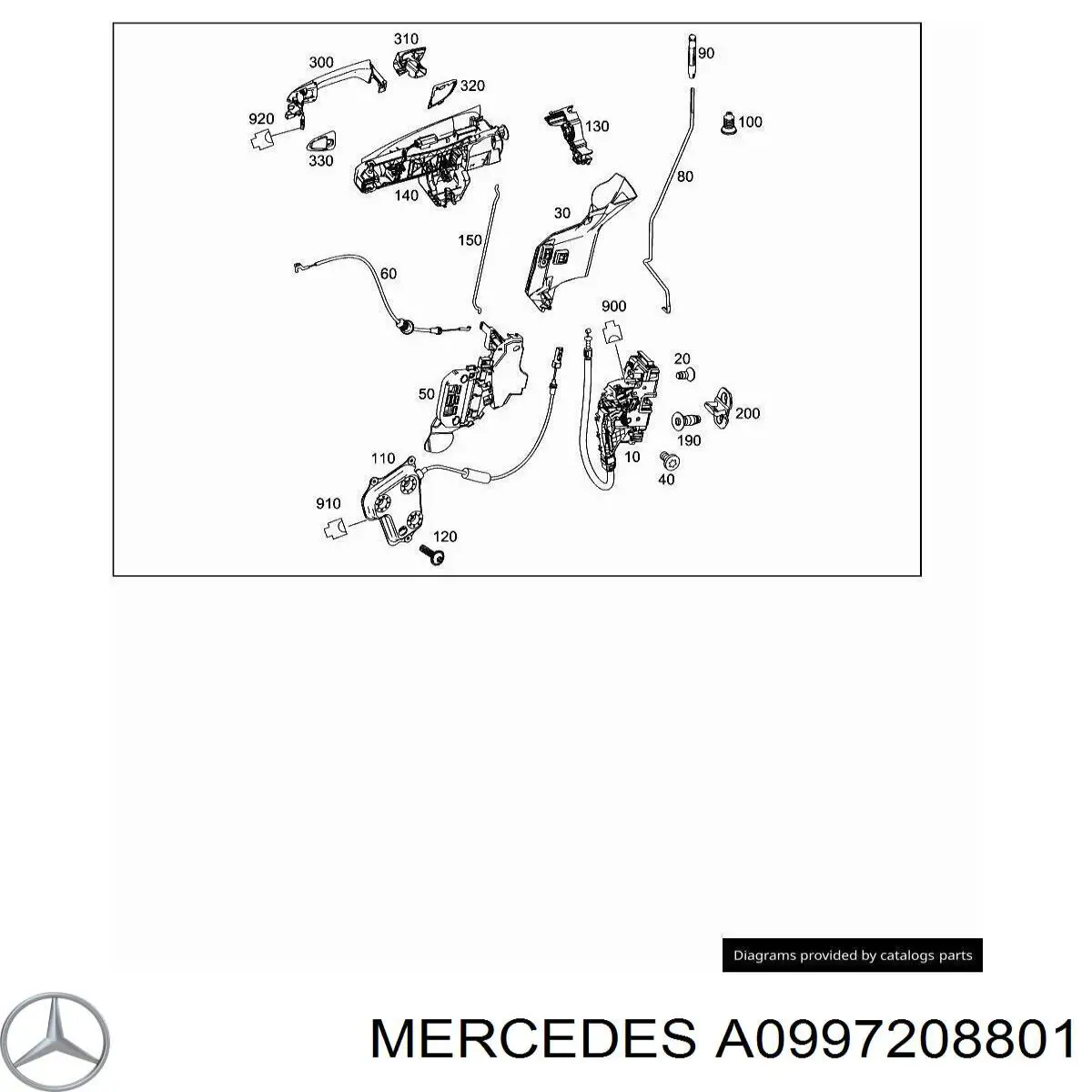 Замок передніх пасажирських дверей Mercedes A0997208801 ціна, від 69.68 USD