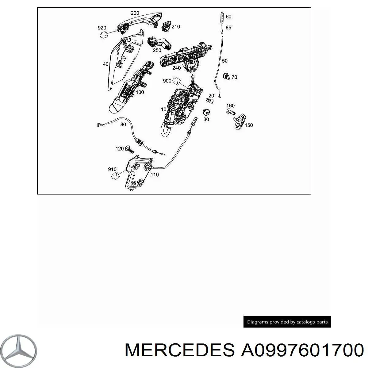 Тримач зовнішньої ручки дверей, задніх лівих Mercedes A0997601700