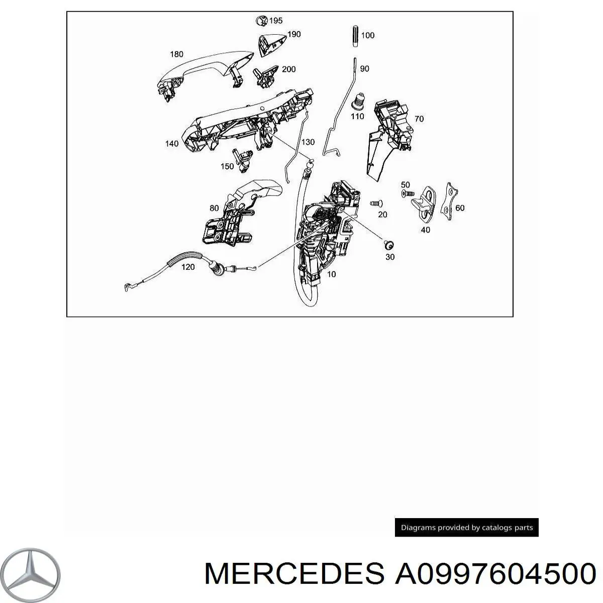 Тримач зовнішньої ручки дверей, передньої правої Mercedes A0997604500 ціна, від 25.34 USD