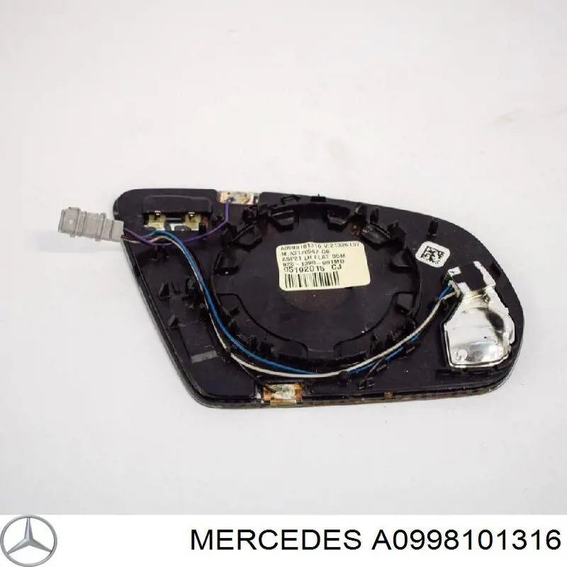 Купити A0998101316 Mercedes Дзеркальний елемент дзеркала заднього виду, лівого
