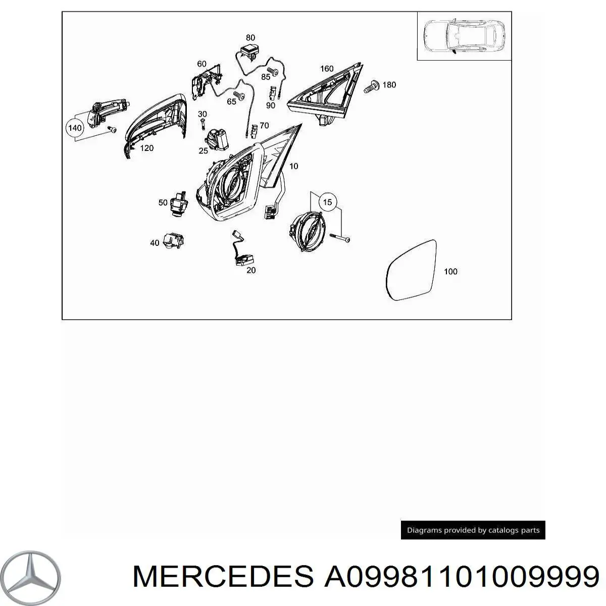 Купити A09981101009040 Mercedes Накладка/кришка дзеркала заднього виду, ліва