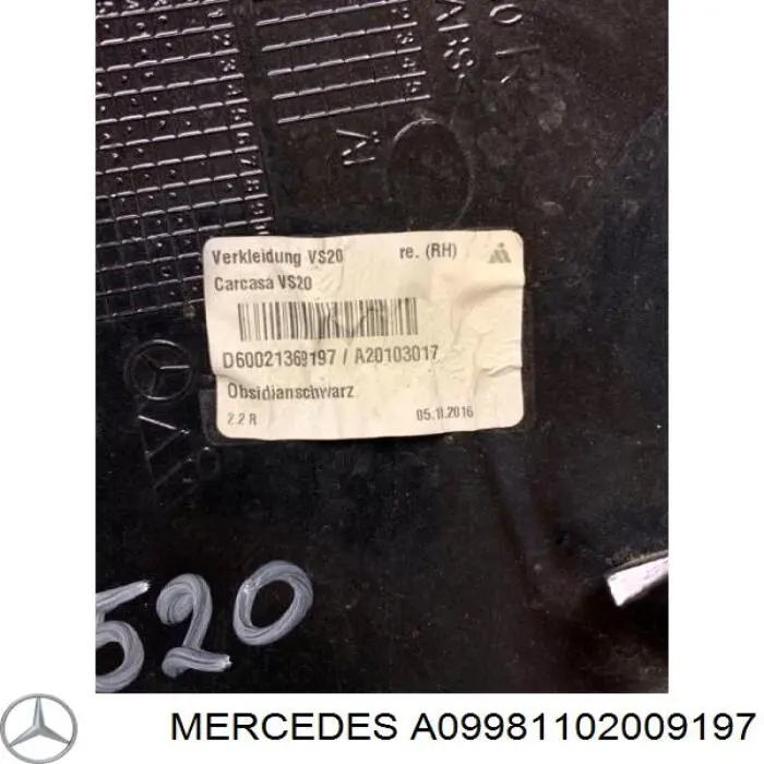 A0998110200 Mercedes Накладка дзеркала заднього виду, права