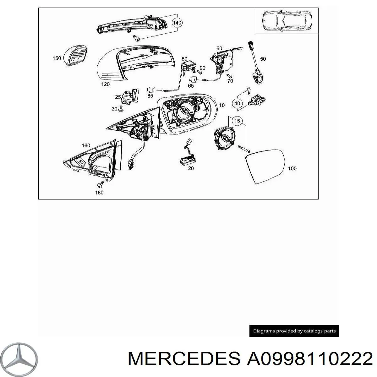 Купити A0998115000 Mercedes Накладка/кришка дзеркала заднього виду, права
