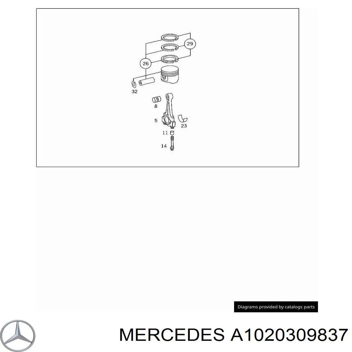 Поршня, 2-й ремонт (+0,50) Mercedes A1020309837 ціна, від 66.19 USD