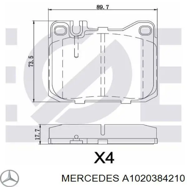 1020384210 Mercedes вкладиші колінвала, шатунні, комплект, стандарт (std)