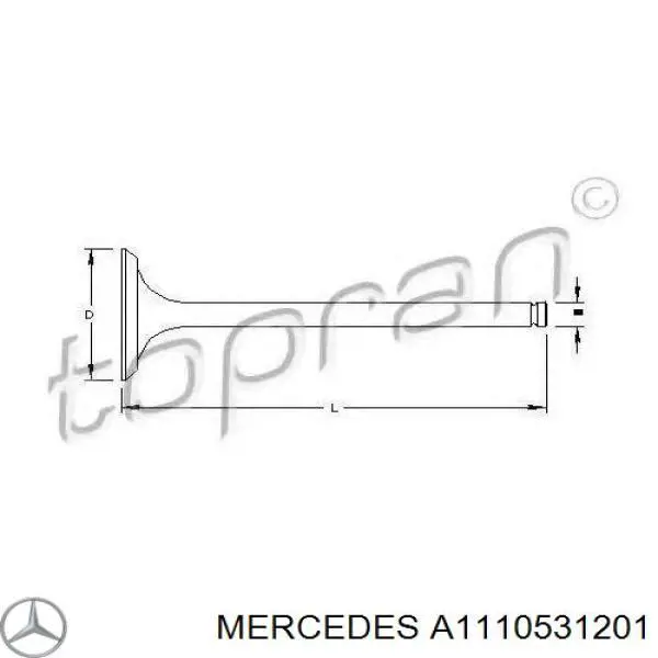 Клапан впускний Mercedes A1110531201 ціна, від 241.02 USD