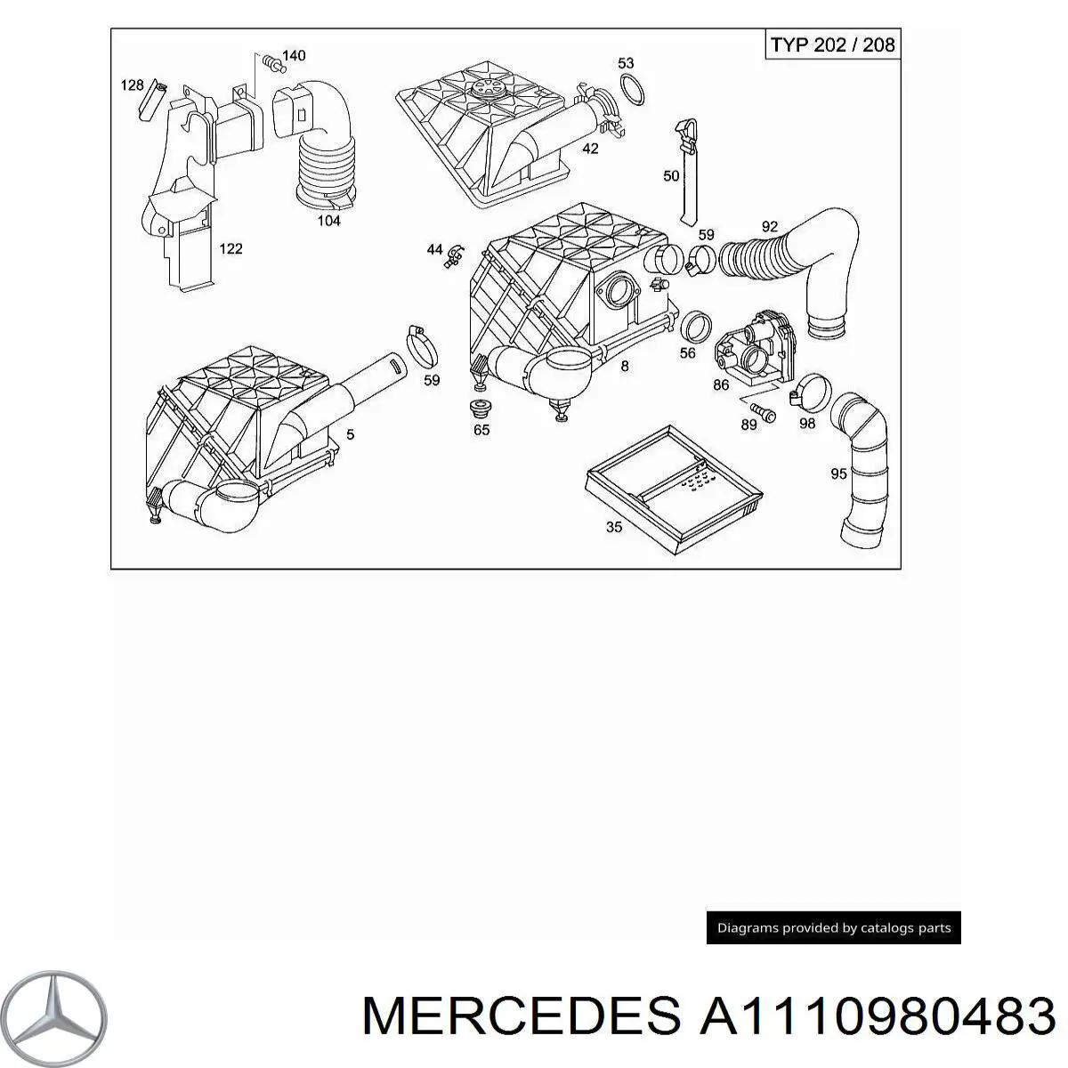 A1110980483 Mercedes Патрубок повітряний, вихід повітряного фільтра
