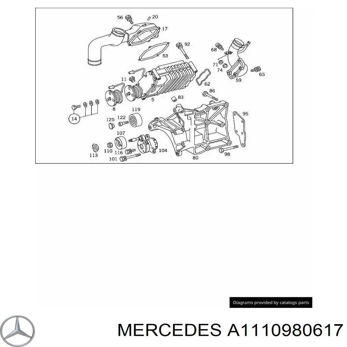 Патрубок повітряний, вихід з турбіни (наддув) Mercedes A1110980617 ціна, від 13.89 USD