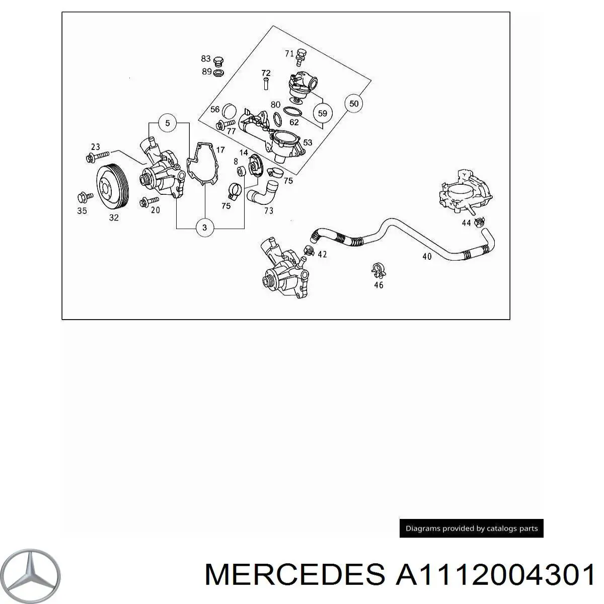 Помпа охолодження Mercedes A1112004301 ціна, від 54.24 USD