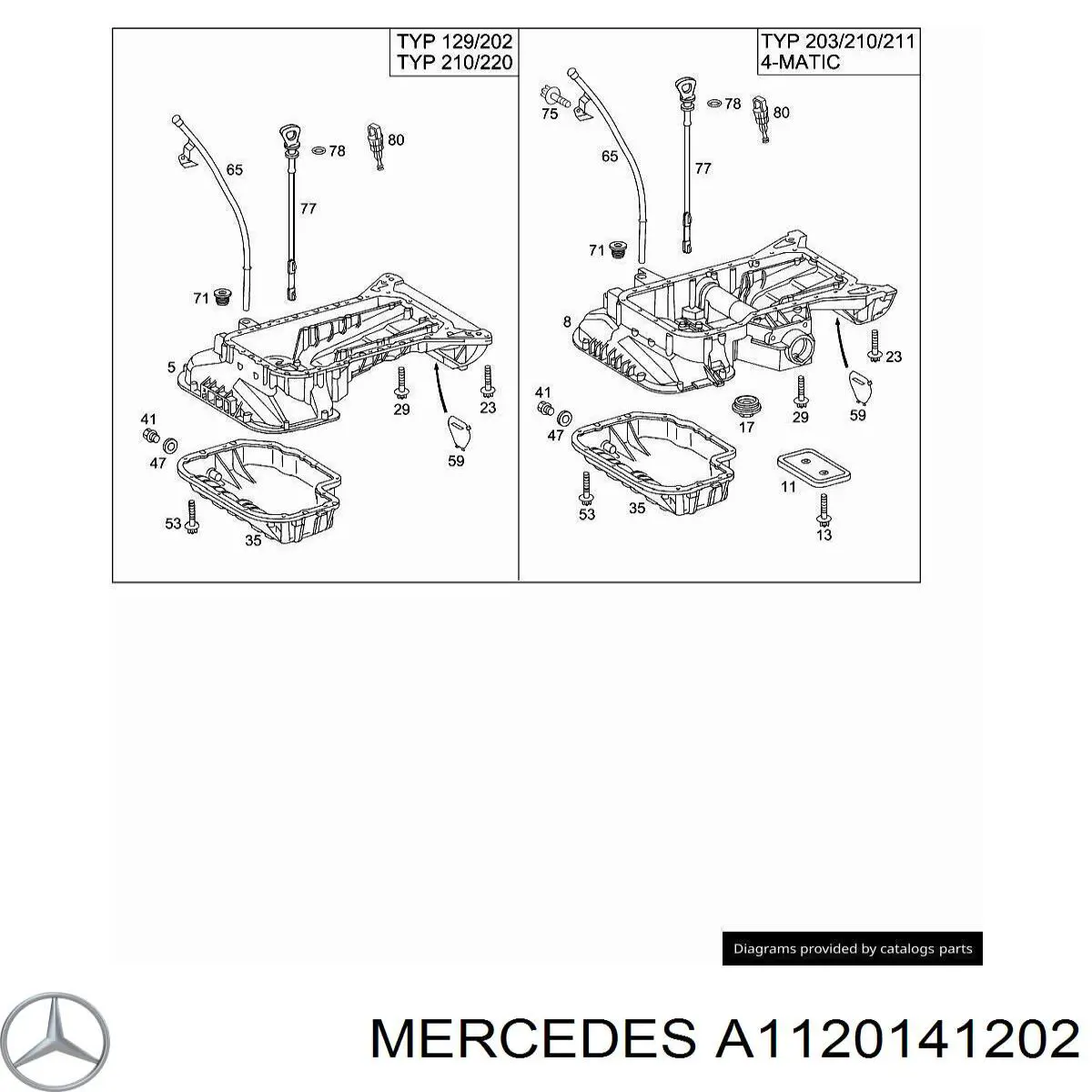 1120141202 Mercedes піддон масляний картера двигуна, верхня частина