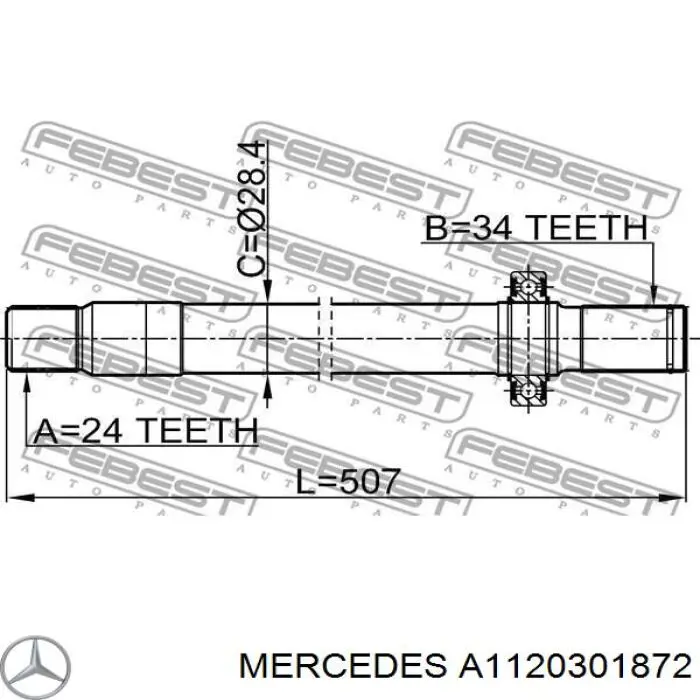 A1120301872 Mercedes вал приводу проміжний