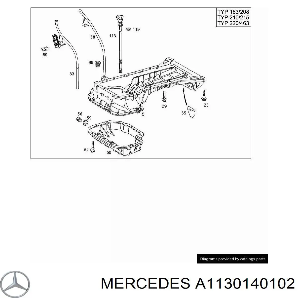A1130140102 Mercedes Піддон масляний картера двигуна, верхня частина