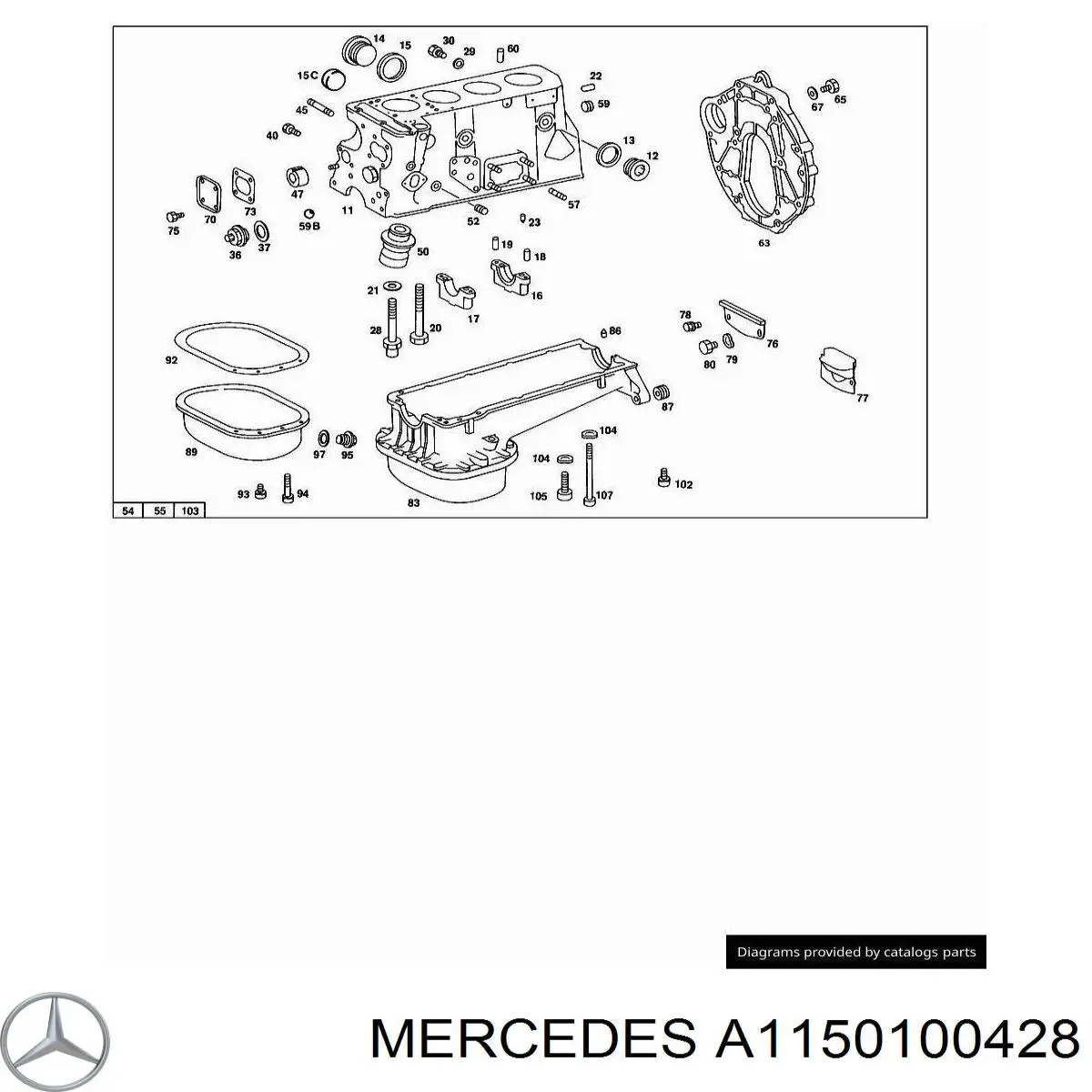 Купити A1150100428 Mercedes Піддон масляний картера двигуна, нижня частина