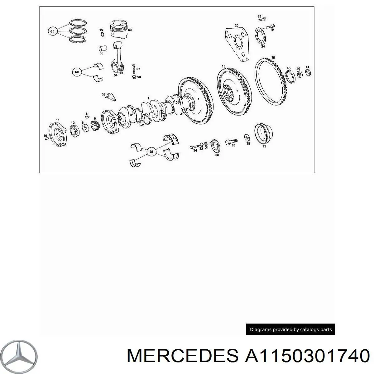 Вкладиші коленвала, корінні, комплект, стандарт (STD) Mercedes A1150301540 ціна, від 8.47 USD