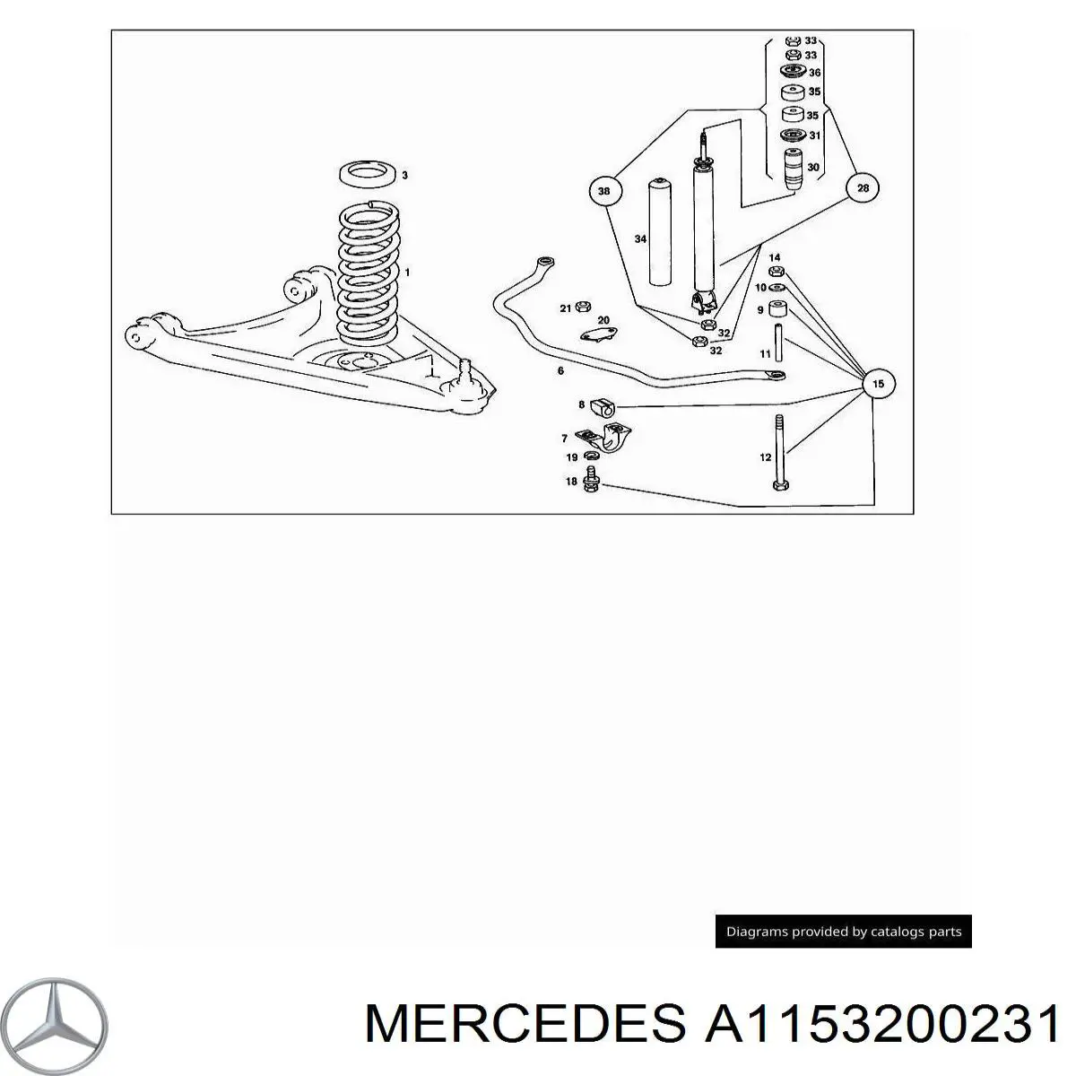 Амортизатор задній A1153200231 Mercedes