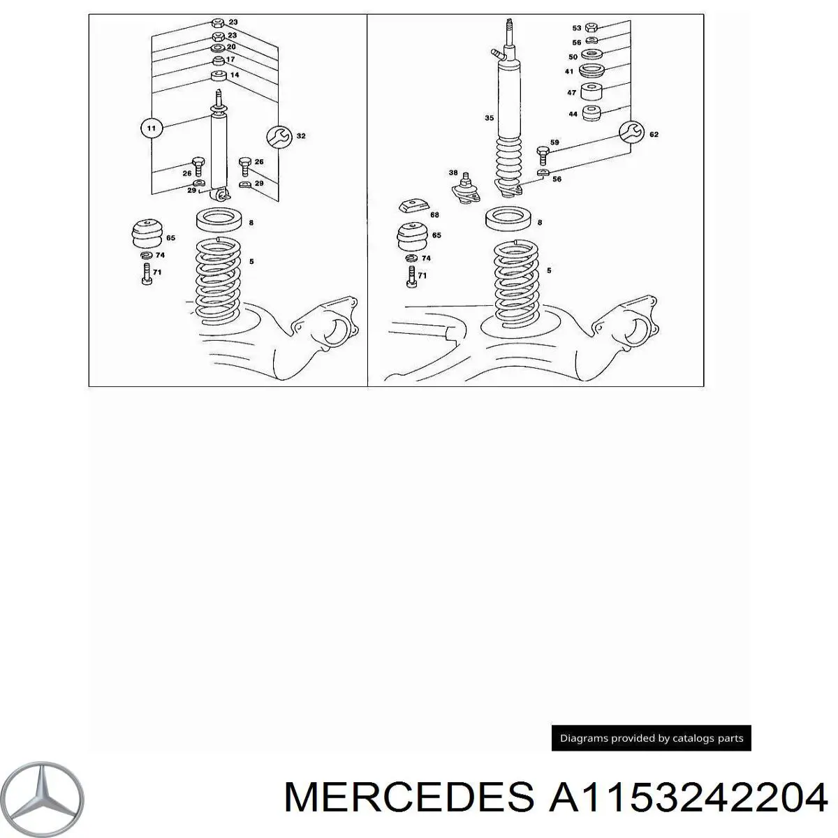 Пружина задня Mercedes A1153242204 ціна, від 33.39 USD