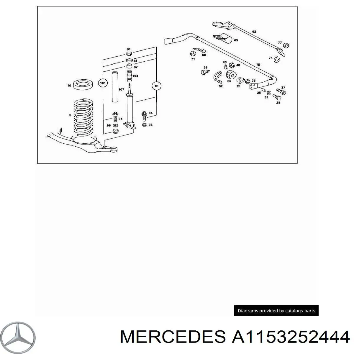 Купити A1153252444 Mercedes Проставка (гумове кільце) пружини задньої, верхня