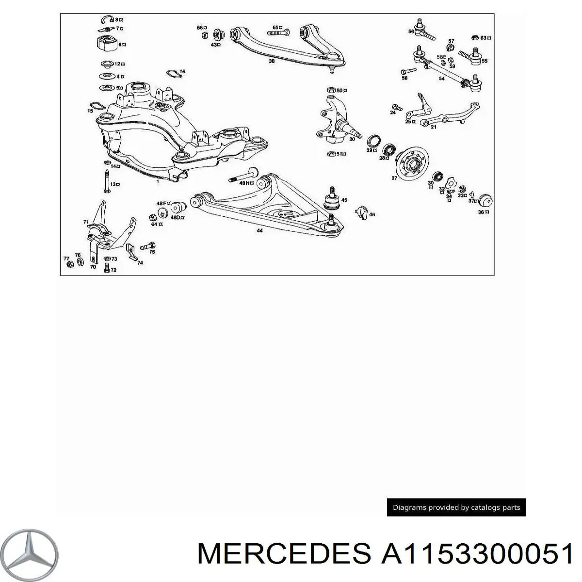 Комплект підшипник маточини передньої Mercedes A1153300051 ціна, від 44.25 USD