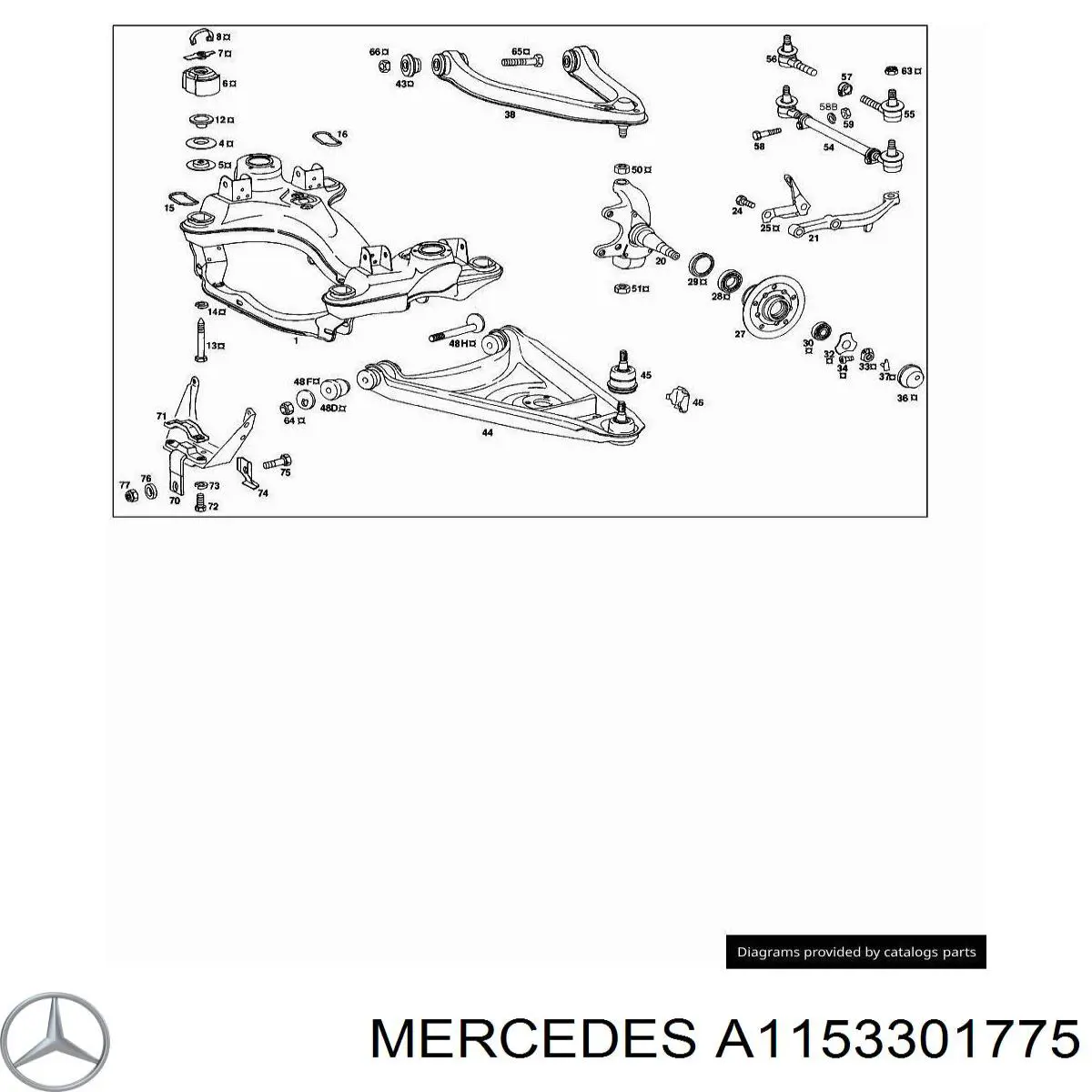 Купити A1153301775 Mercedes Сайлентблок переднього верхнього важеля