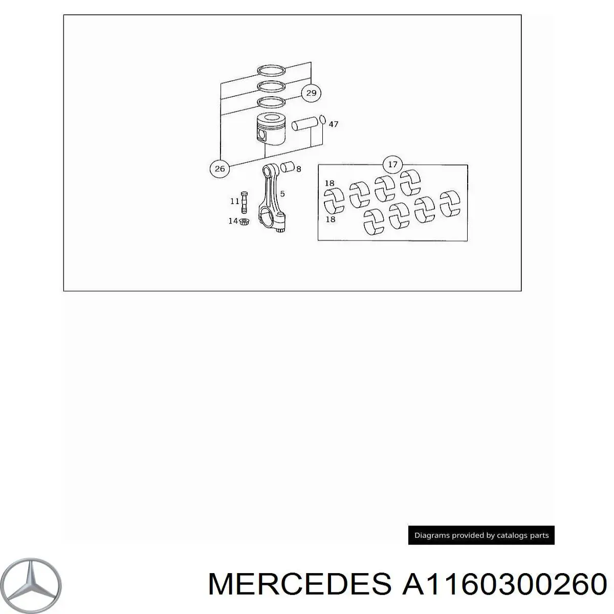 A1160300260 Mercedes вкладиші колінвала, шатунні, комплект, 2-й ремонт (+0,50)