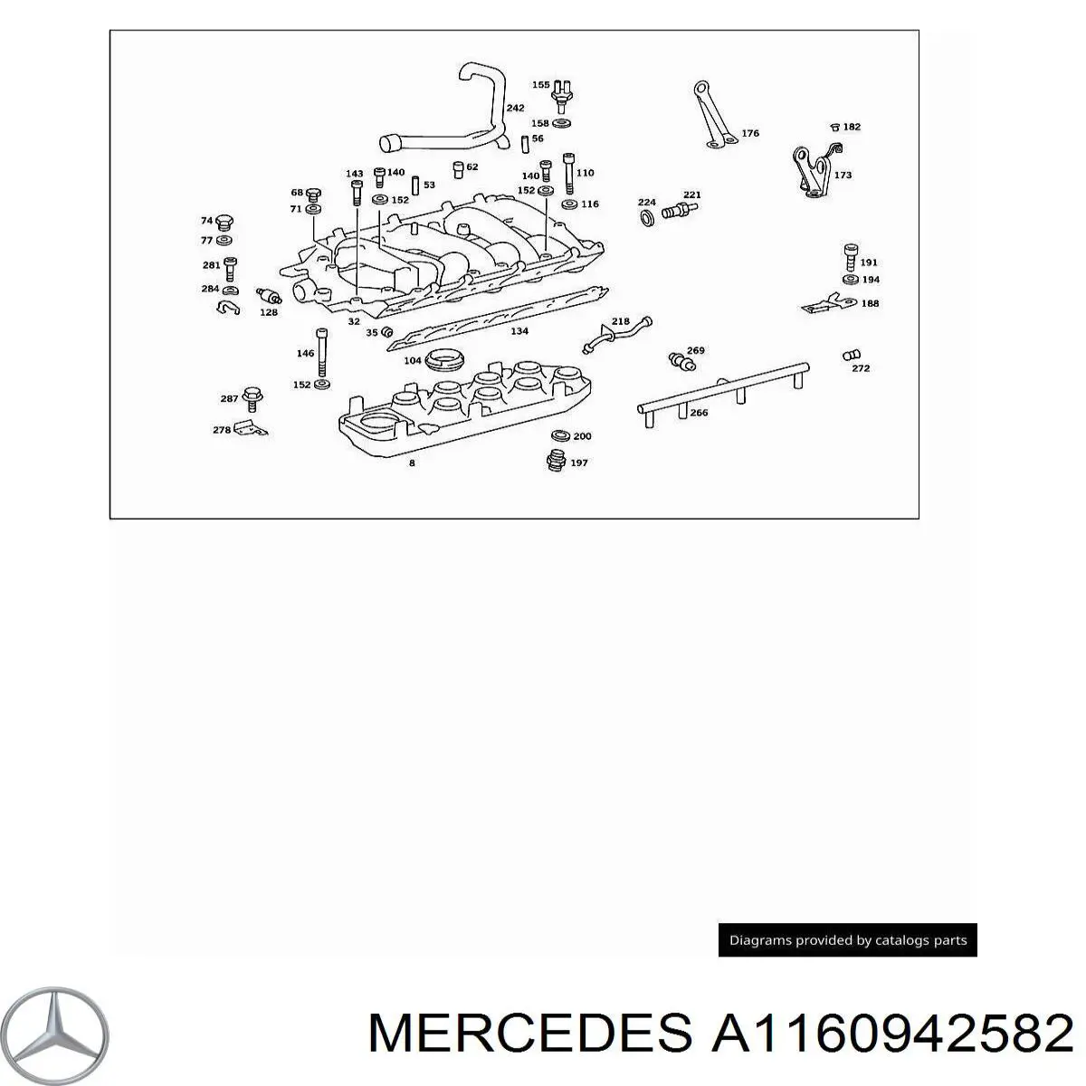 Купити A1160942582 Mercedes Шланг для видалення повітря