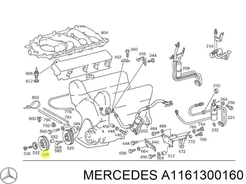 Ролик натягувача приводного ременя A1161300160 Mercedes