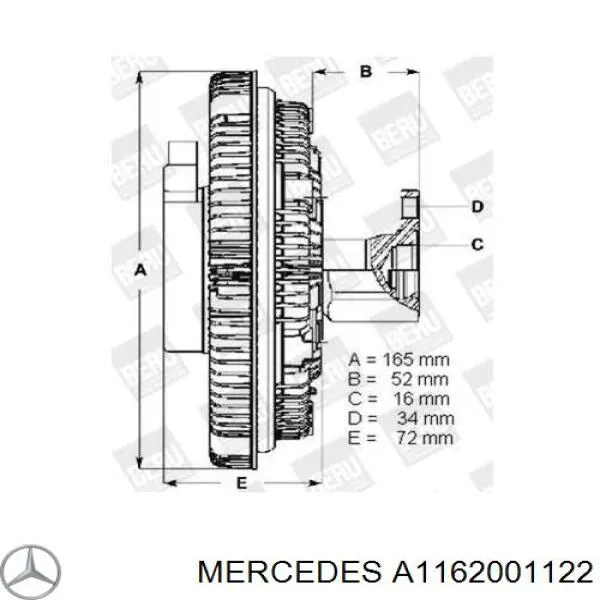 A1162001122 Mercedes вискомуфта, вязкостная муфта вентилятора охолодження