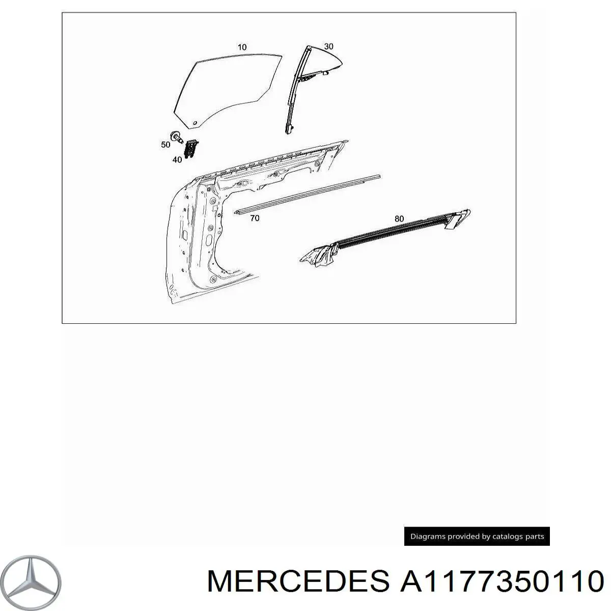 A1177350110 Mercedes Скло задніх дверей, лівих