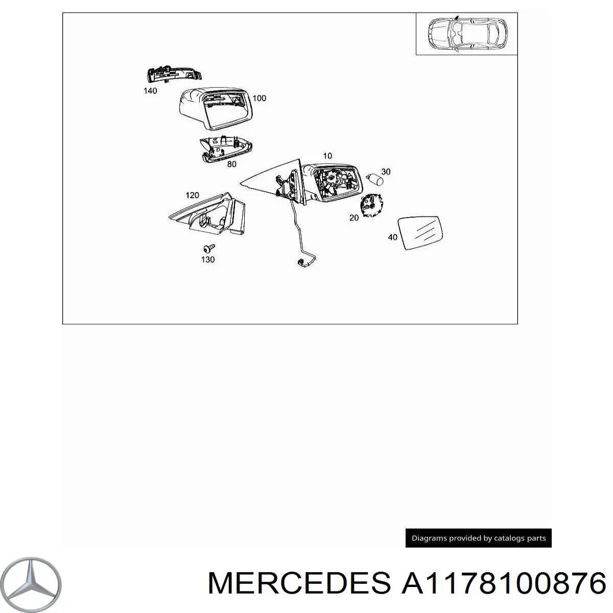 A1178100876 Mercedes Праве дзеркало заднього виду