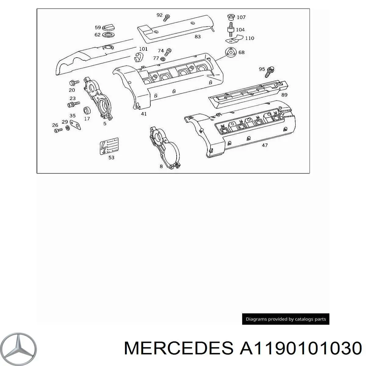 1190101030 Mercedes кришка клапанна, права