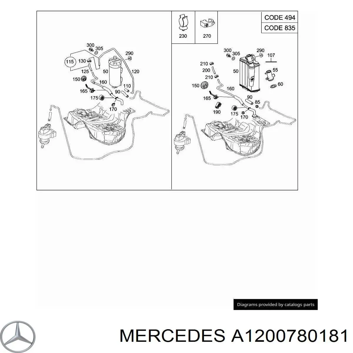  Mercedes A1200780181 ціна, від 2.78 USD