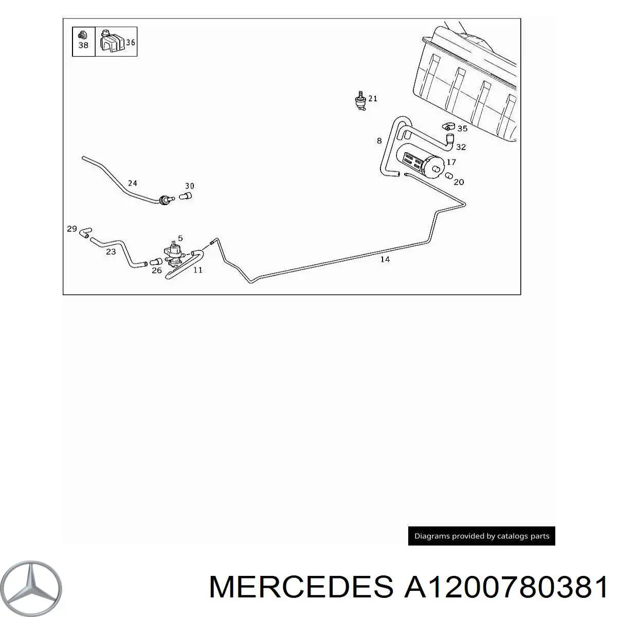 Купити A1200780381 Mercedes Трубка вентиляції паливного бака