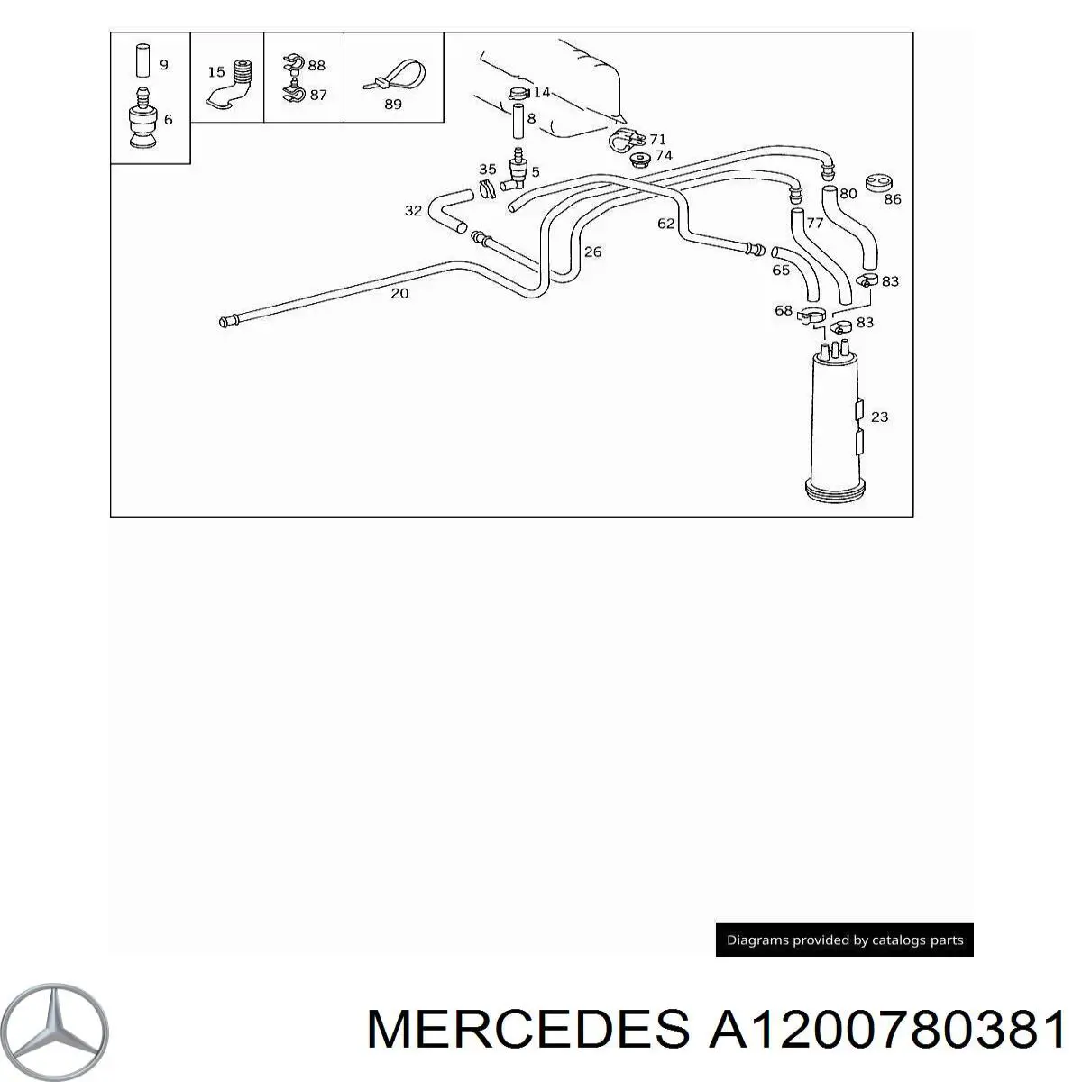 A1200780381 Mercedes Трубка вентиляції паливного бака
