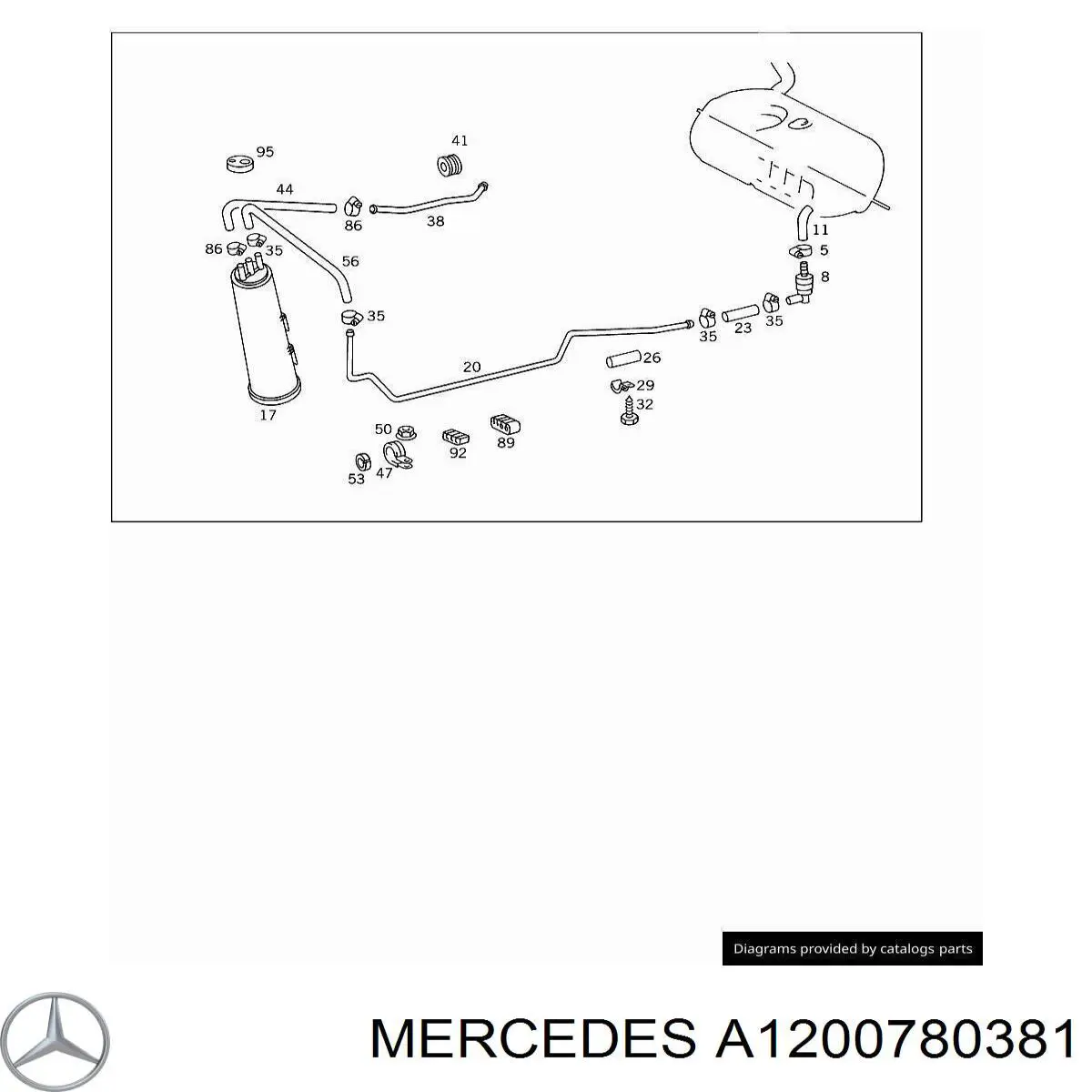 Трубка вентиляції паливного бака Mercedes A1200780381 ціна, від 6.33 USD