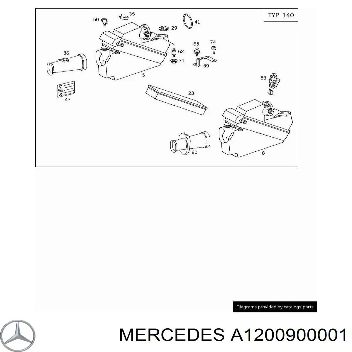 A1200900001 Mercedes корпус повітряного фільтра, лівий