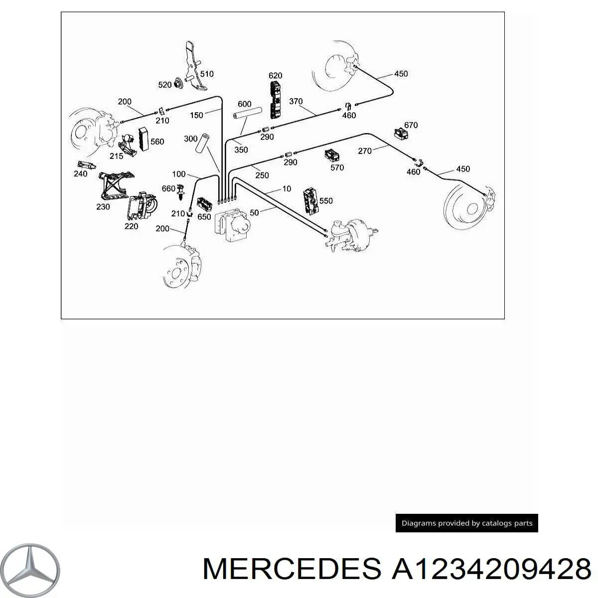 A1234209428 Mercedes Трубка гальмівна передня ліва