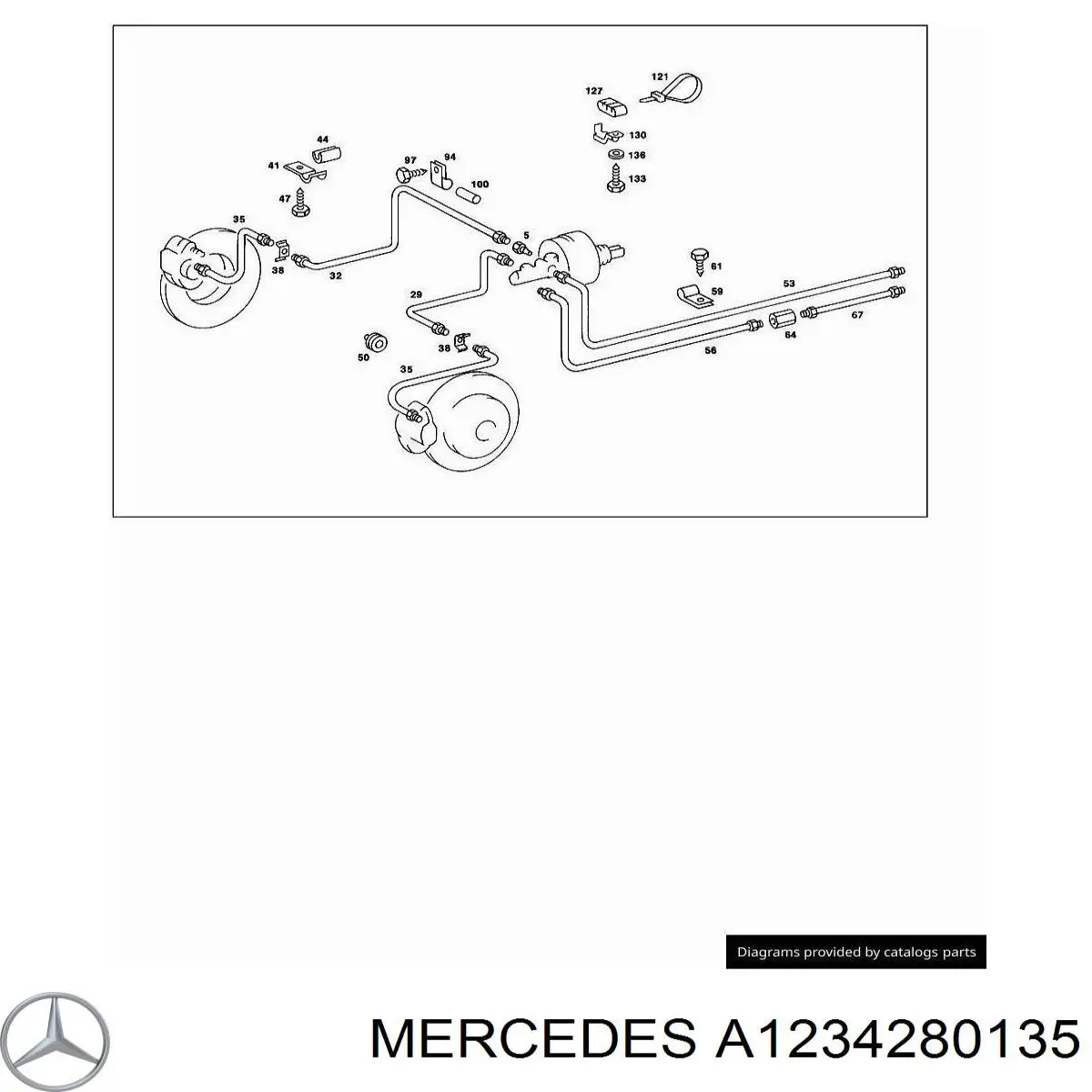 Гнучка гальмівна трубка задня Mercedes A1234280135