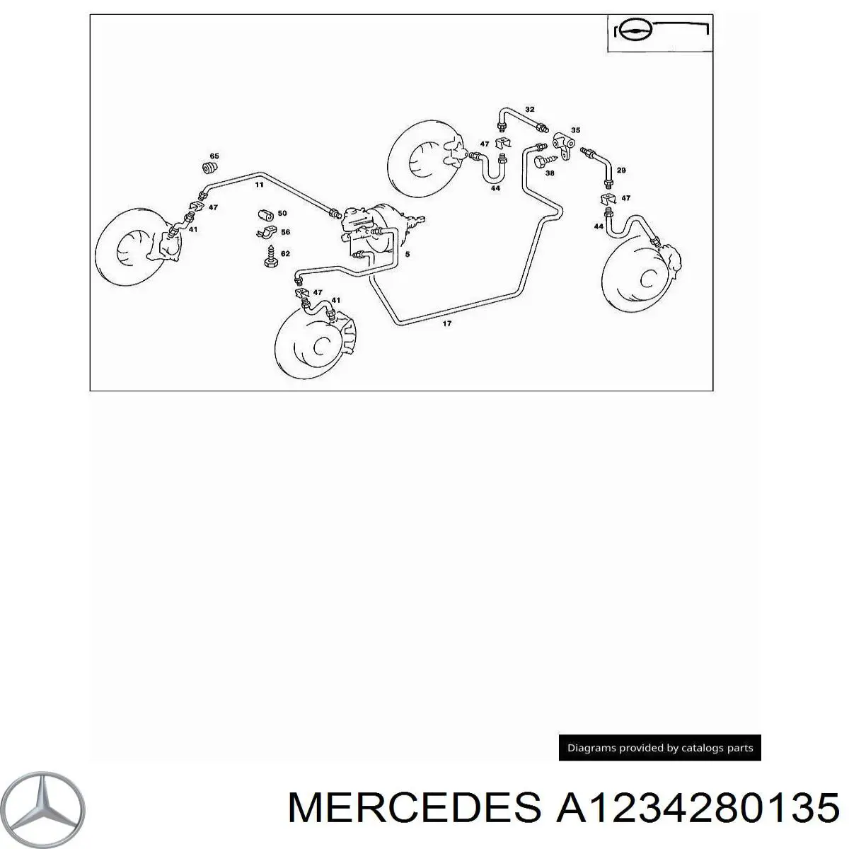 Шланг гальмівний задній A1234280135 Mercedes
