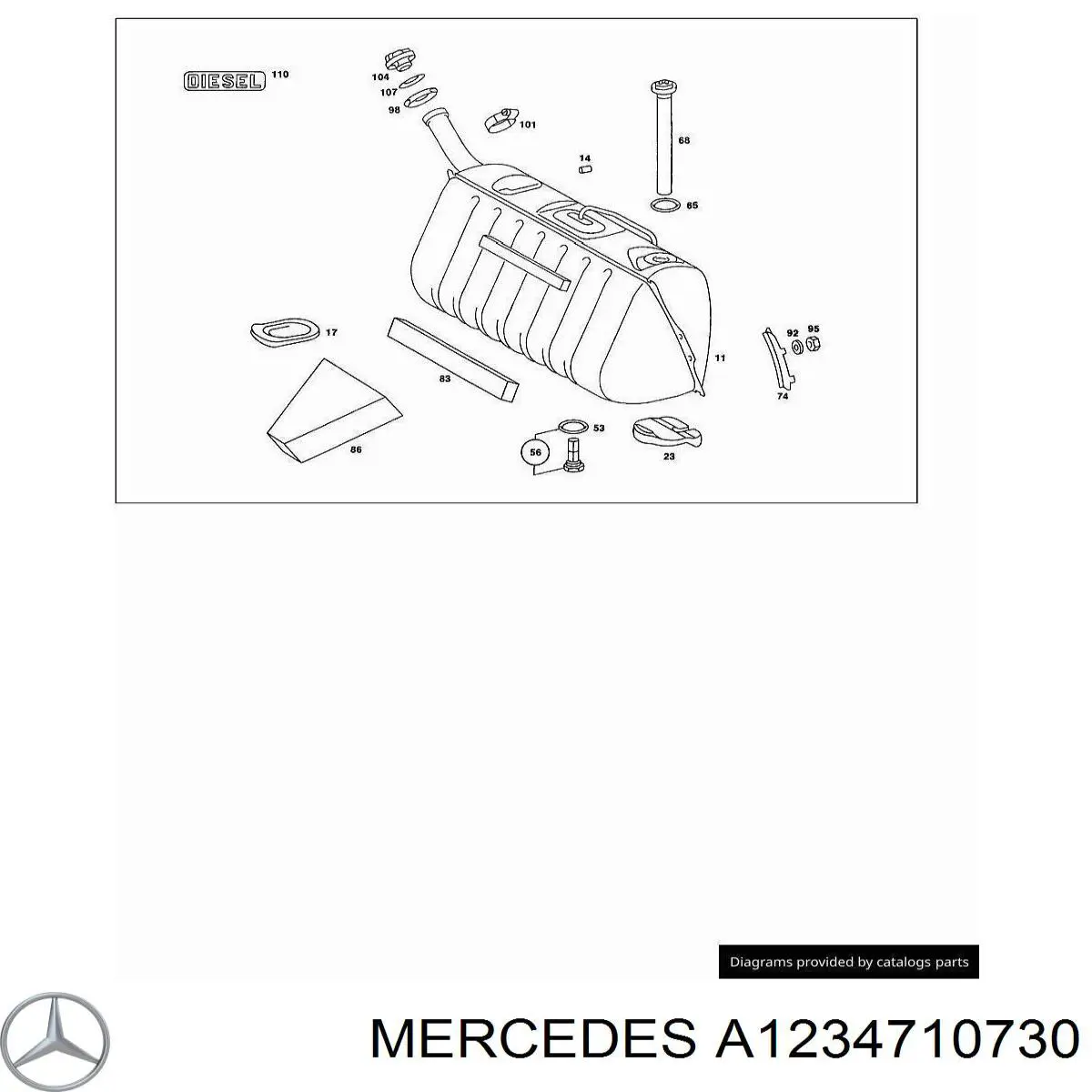 Пробка паливного бака Mercedes A1234710730 ціна, від  