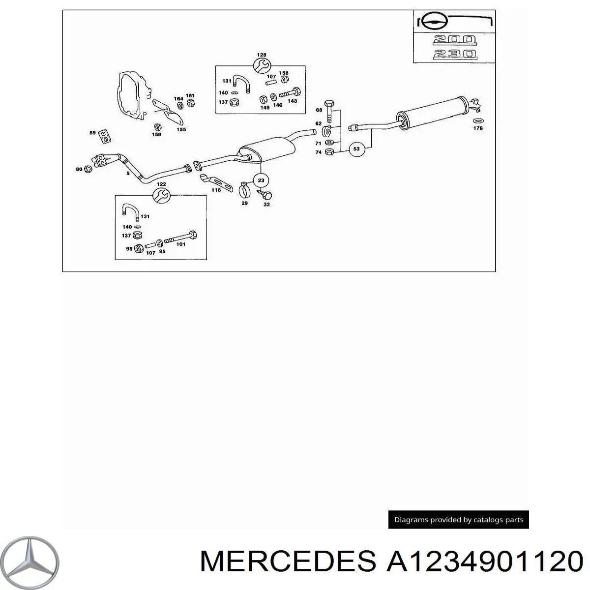 Купити A1234901120 Mercedes Труба приймальна (штани) глушника, передня